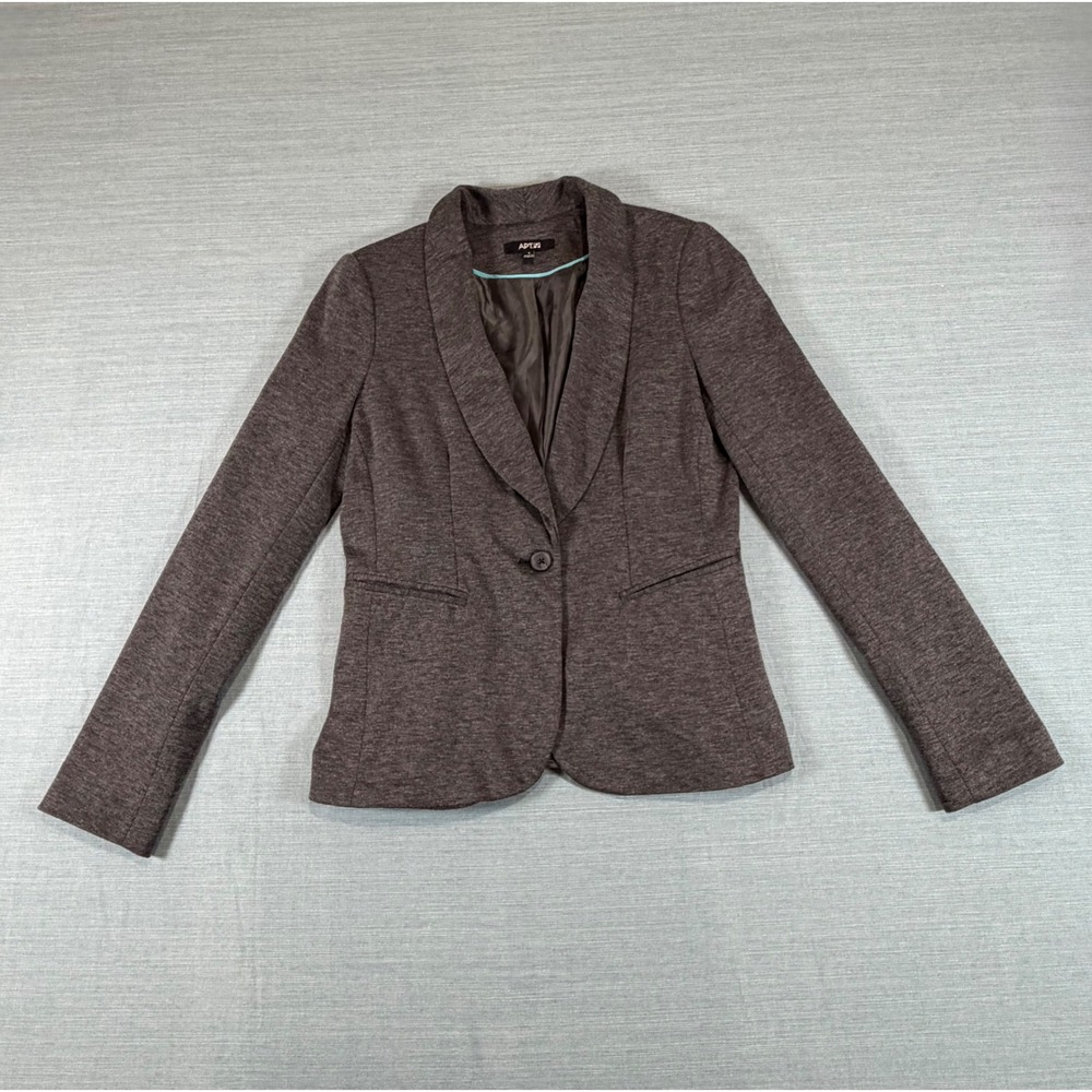 Apt. 9 Womens Small Gray Heathered Knit Single‎ Button Shawl Lapel Blazer Jacket